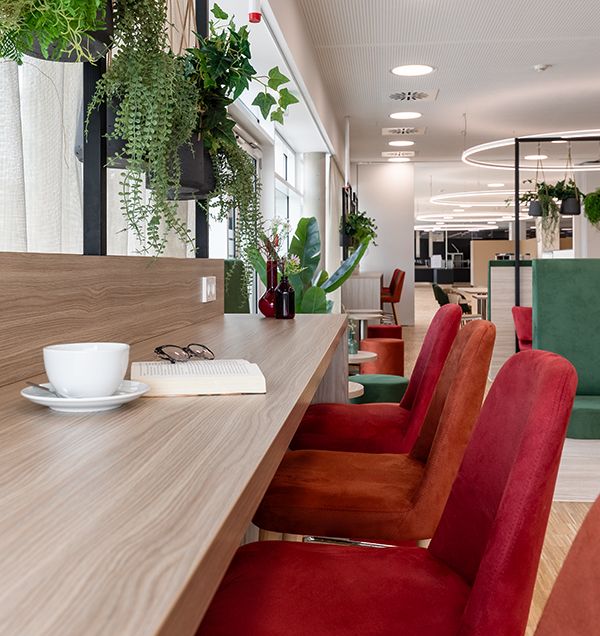 Sitzbereich-Detail, Bäckerei Eicherts, Innenarchitektur Gastronomie