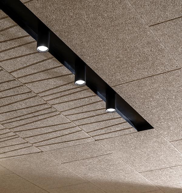 Detailaufnahme der Knauf Akustikdecke, Innenarchitektur Grundschule Tübingen