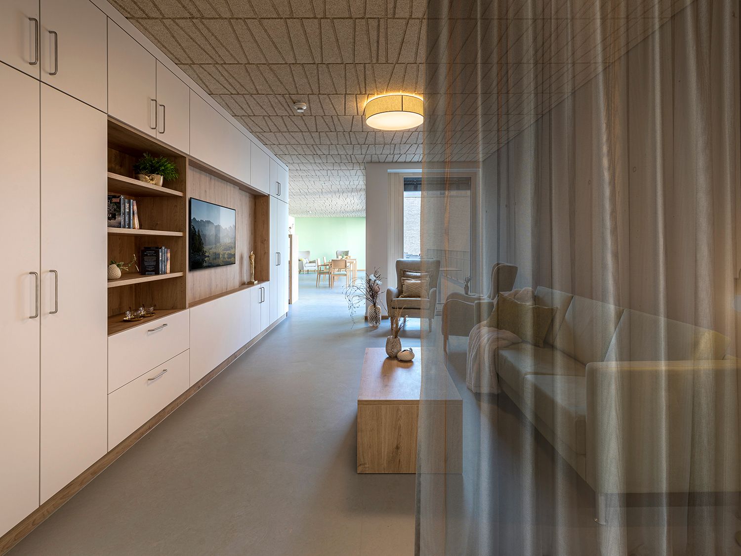 Innenarchitektur des Gemeinschaftsbereichs, Pflegeheim Hechinger Eck Tübingen