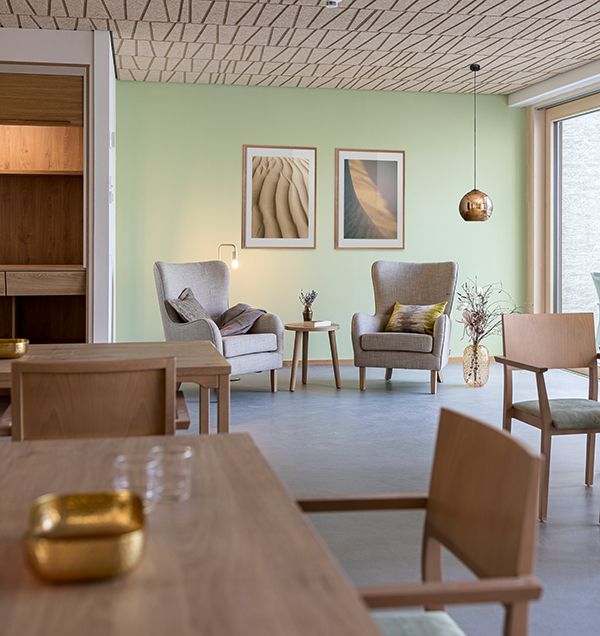 Detailaufnahme Sitzgruppe im Aufenthaltsraum, Pflegeheim Hechinger Eck