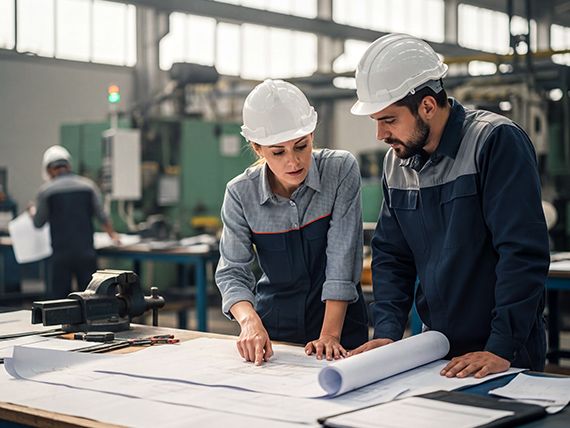 Corporate Reportage von Ingenieuren auf Baustelle