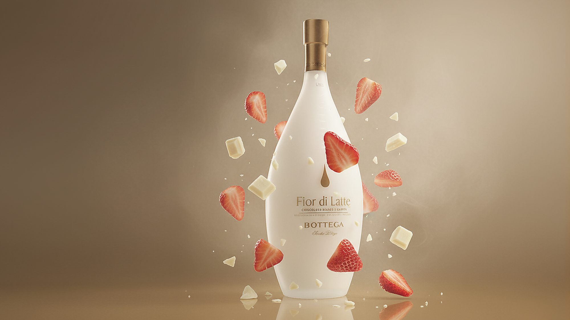 Kreative Werbefotografie und Compositing für eine Likörflasche